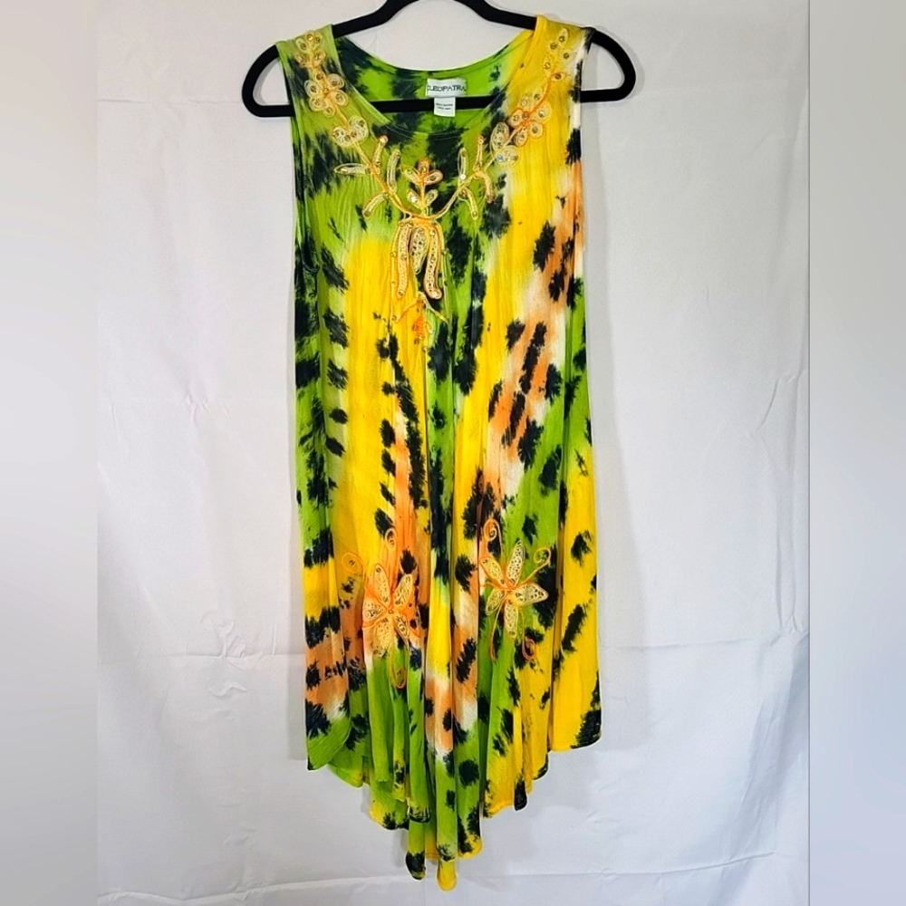 Cleopatra Tie Dye dress hippy festival Embellished Embroidered Beachy Free